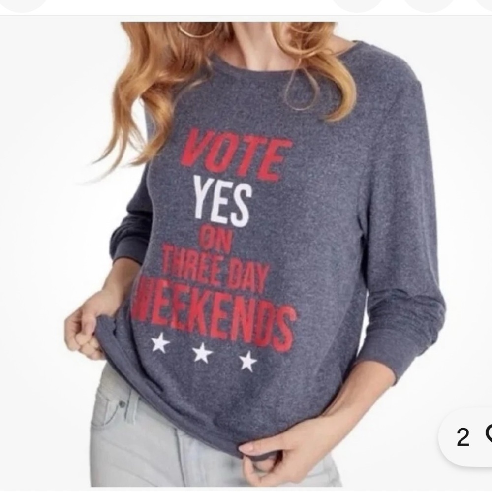Wildfox Navy Graphic Crew Neck Sweater